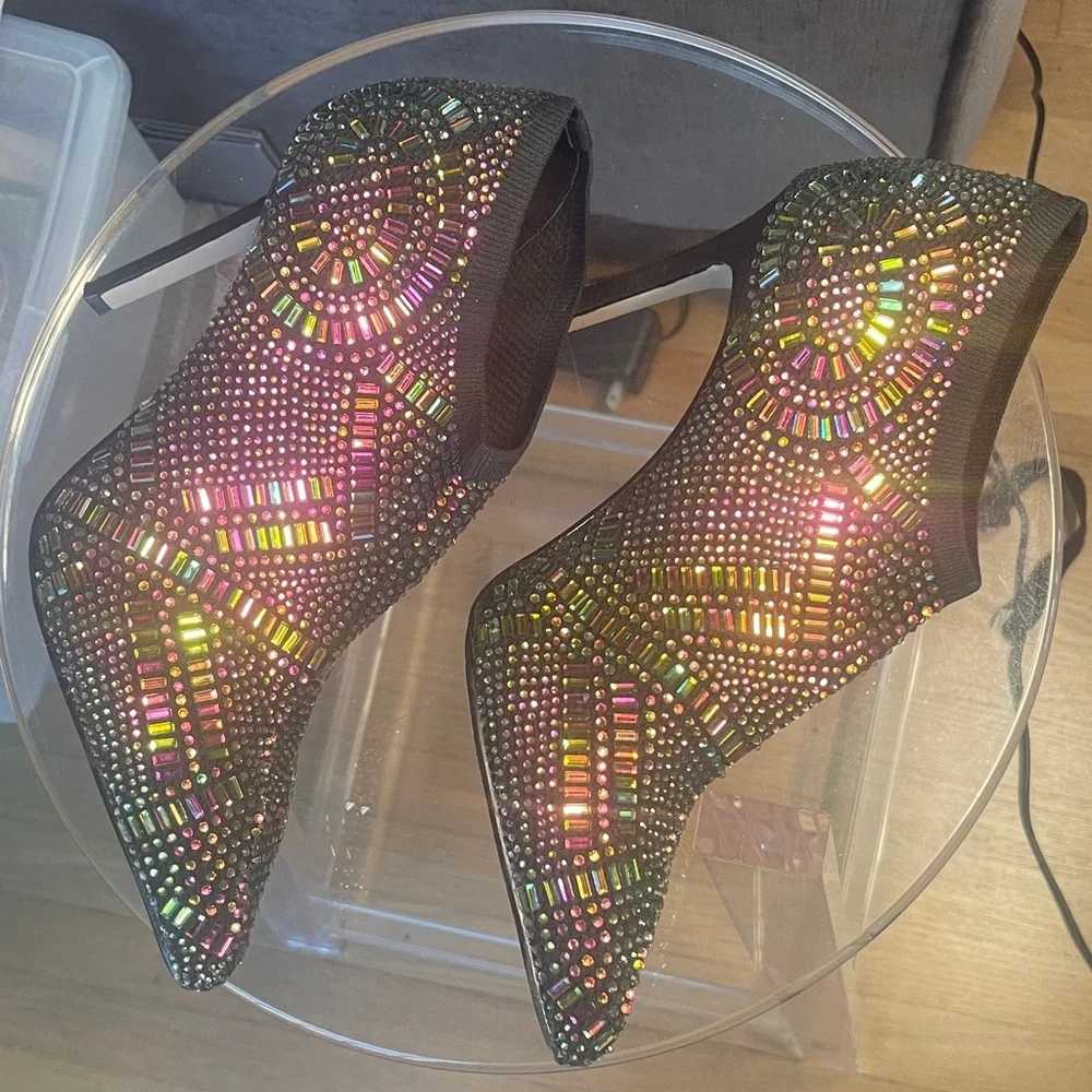 Thalia Sodi rhinestone multicolored bootie sz 9 - Picture 3 of 9